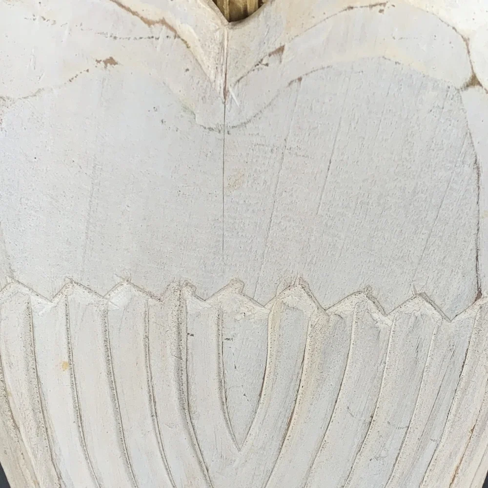 Pier 1 Wooden Angel Wings Halo Figurine Plays Lute Purple Green Carved Folk Art